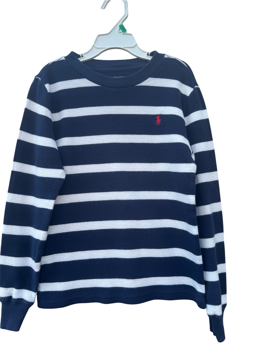 Polo by Ralph Lauren Navy & White Striped Waffle Knit Size 6